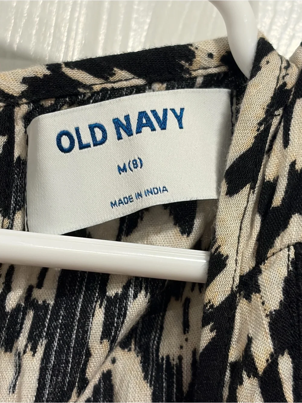 Old Navy Black and Cream Ikat-Style Sleeveless Dress